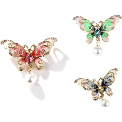 Fashion Blue Butterfly Brooch Beads -color Shell Insect Brooches Jewelry Pins For Suit Dress Clothes Accessories