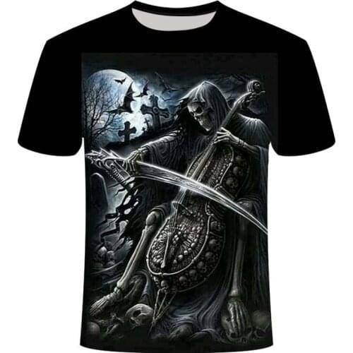 Mens 2020 new mens summer horror demon 3D skull print mens short sleeve T-shirt 3D printing breathable fun T-shirt
