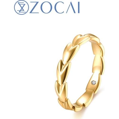 ZOCAI Brand Men Engagement Rings 18k Yellow Gold (AU750) 0.01 CT Real Diamond Gift Ring