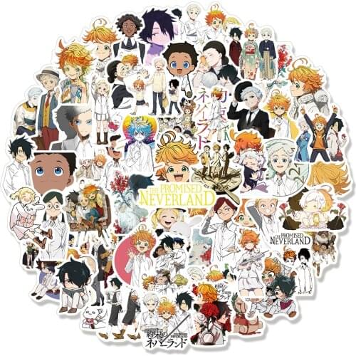 10/50/100PCS The Promised Neverland Anime Stickers Graffiti for Laptop Motorcycle Bike Skateboard Luggage Waterproof Decal Toys