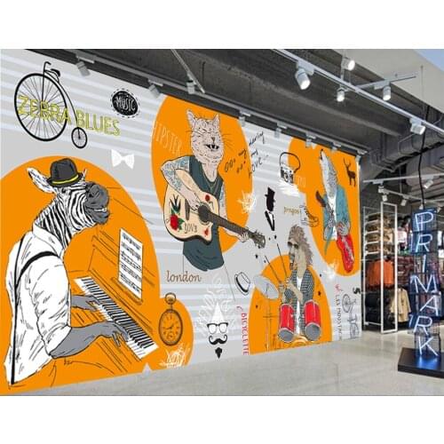 Custom mural 3d wall mural on the wall Hand drawn abstract animal music performance clothing store photo wallpaper for walls 3 d