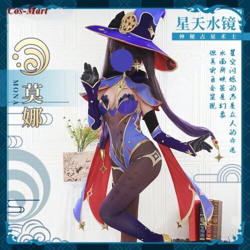 New Game Genshin Impact Mona Cosplay Costume Fashion Jumpsuits Cloak Uniform Female Activity Party Role Play Clothing S-L