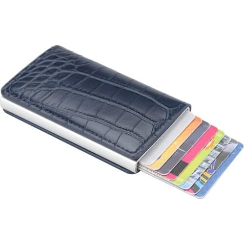New Anti Thief Rfid Credit Card Holder Rfid Mini PU Leather Wallets Vintage Slim Magic Metal Wallets Small Purse Card Holder