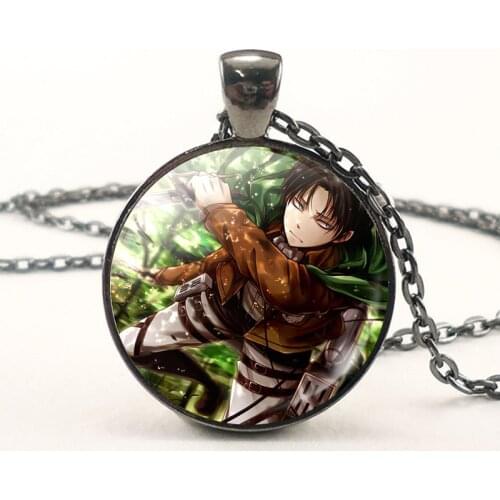 Hot Anime Attack on Titan Eren Ackerman Levi Pendant Necklace Scouting Legion Black Chain Necklace