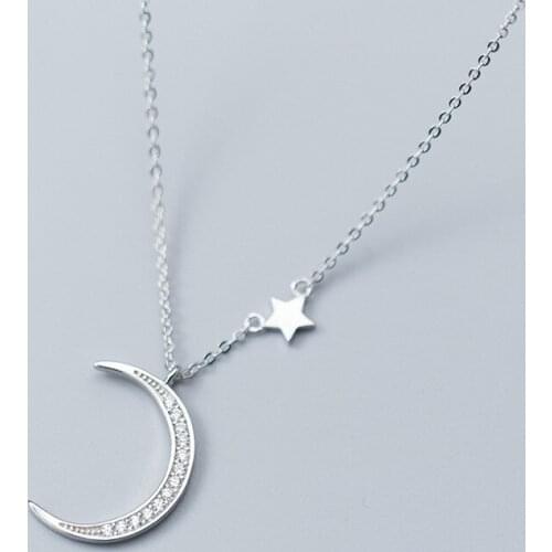MloveAcc Hot Sale 925 Sterling Silver Moon Star Necklaces & Pendants for Women Fashion sterling-silver-jewelry