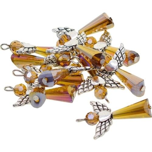 12pcs Alloy Acrylic Handcrafts Angel Charms Pendant Ornaments Fashion Jewelry bracelets necklaces DIY Crafts for Kids Gifts