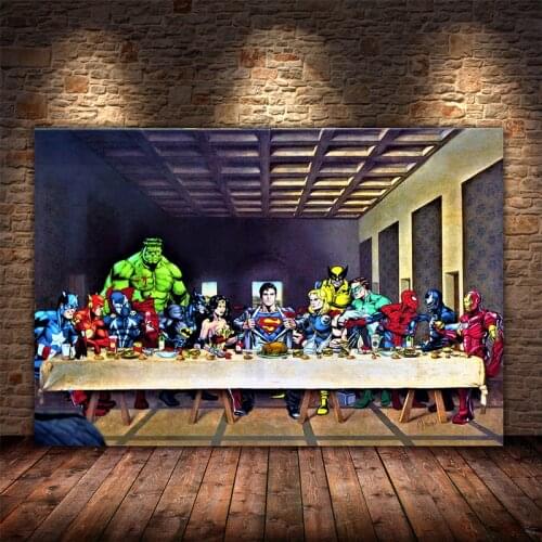 Graffiti Marvel The Avengers Last Supper Posters Modern Wall Art Print Hulk Iron Man Canvas Painting Living Room Decoration