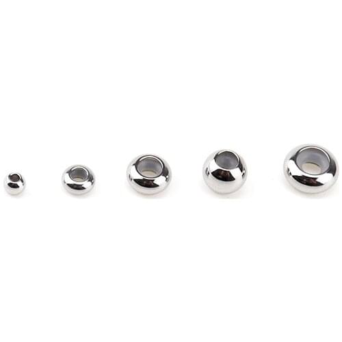 10Pcs/lot Stainless Steel Stopper Rondelle Spacer Beads with Rubber Inside with 1.5 2 2.5 3mm Inner Hole for DIY Jewelry Finding