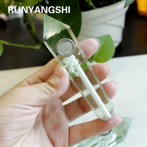Runyangshi 1pcs wholesale Natural smelting Quartz Crystal Smoking Pipe+strainer quartz stone healing wand Free Shipping YX61