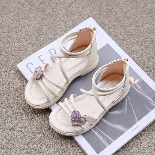 Girls Sandals Gladiator Love Design Sweet Childrens Beach Shoes Kids Summer Soft Bottom Non-slip Fashion Princess Sandals 27-37