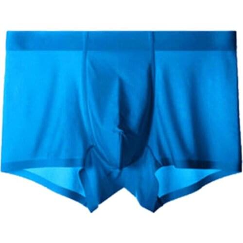 Sexy Mens Soft Boxer Shorts Underwear Breathable Ice Silk Pure Color Trunks Plus Size Cuecas Gay U Pouch Elastic Underpants