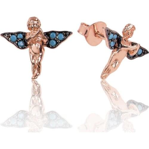 Silverlina Silver Angel Studded Earrings