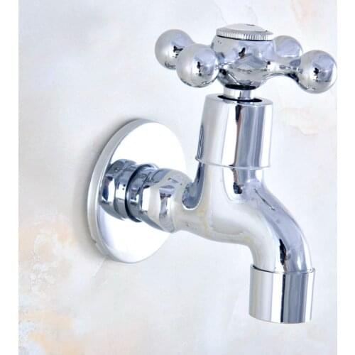 Polished Chrome Brass Single Cross Handle Bathroom Mop Pool Faucet /Garden Water Tap / Laundry Sink Water Taps mav153