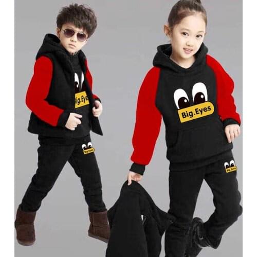 3Pcs Girls Clothing Set Kids Hoodies Long Sleeve Shirt+Pants+Vest Sport Suit Children Tracksuit For Boys Warm Sportwear 2-12T