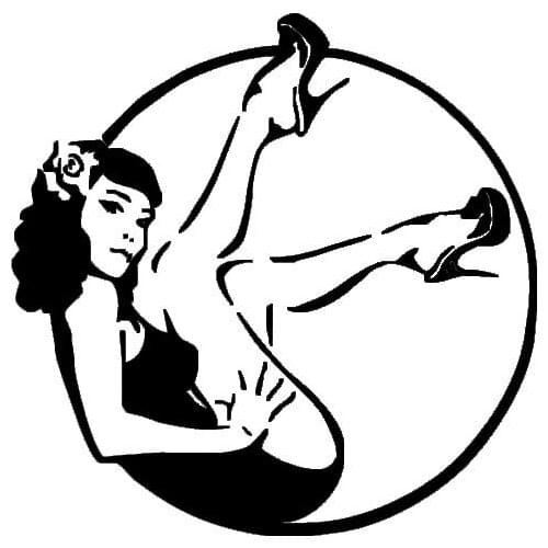 Car Sticker Fashion Round Charming Sexy Girl PVC Car Decoration Sticker Waterproof Cover Scratch Black/white, 14cm*14cm