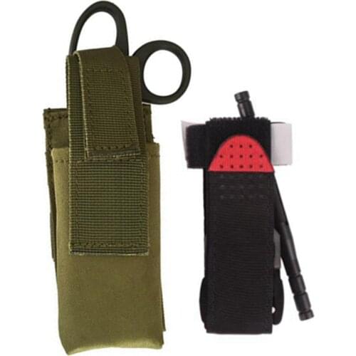 Tactical Molle Tourniquet Pouch EDC First Aid Bag Belt Tourniquet Holder Scissor Flashlight Knife Holster Hunting Camping Bag