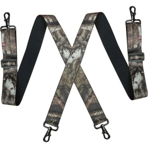 Heavy Duty Camouflage Suspenders Men Work 5cm/2inch Wide Big Tall X-Back 4 Swivel Snap Hooks Adjustable Elastic Trouser Braces