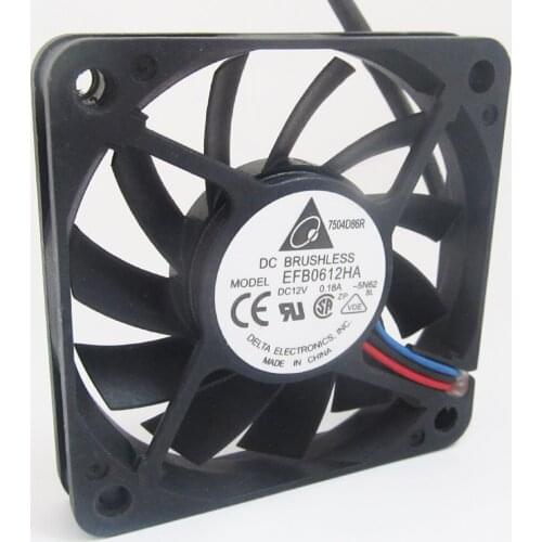 1pc DELTA EFB0612HA 60x60x10mm 6010 DC12V 0.18A 3pin Connector DC Cooling fan