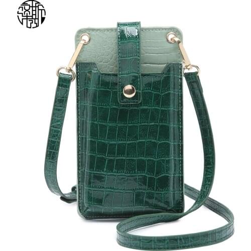 Zenos PU Leather Crocodile Pattern New Arrivals Patch Color Phone Bag Wallet Purse Sling Bag For Female