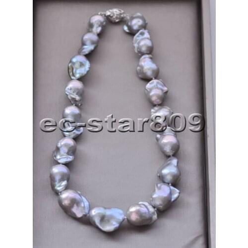 P6604 17" 28mm Gray BAROQUE KESHI REBORN PEARL Necklace Choker