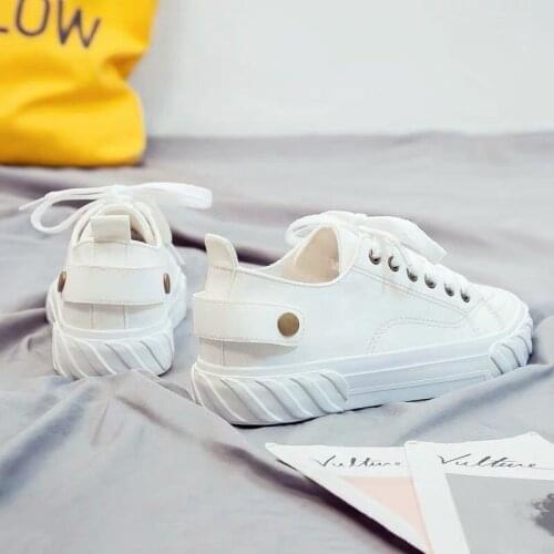 Women Low Top Canvas Little White Shoes 2021 Summer New Students Lace Up Breathable Casual Flats Ins Trend Vulcanize Sneakers