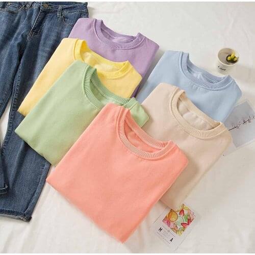 Plain Crewneck Sweatshirt Cotton Casual Pullover Sweatshirt No Hood Aesthetic Clothes Harajuku Streetwear Long Sleeve Pullover