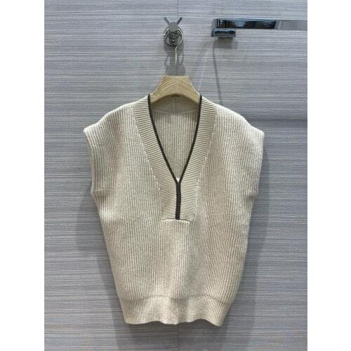 2021 Autumn sweaters women high quality cashmere waistcoat V-neck sweater tanks