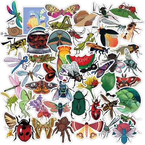 10/30/50PCS Nature Animals Insects Bees Butterflies Ladybug Stickers Laptop Guitar Luggage Phone Graffiti Sticker Decal Kid Toy