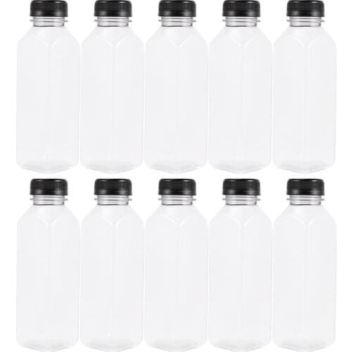 10PCS 400ml Transparent Empty Storage Containers Disposable PET Bottles with Lids for Beverage Drink Bottle Juice Bottle Jar