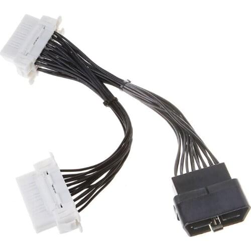 16 pin OBD2 OBD 2 OBDii Splitter Extension Cable one Male to Two Female Y Cable for elm327