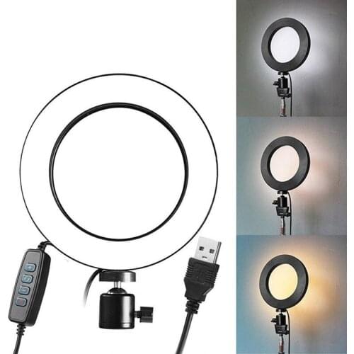 16cm Makeup Selfie Ring Light Dimmable LED Fill Light Lamp With Phone Holder Tripod USB Plug For Makeup Video Live Studio