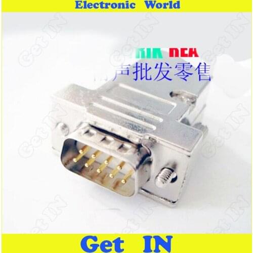 20pcs 3U Gold Plated D-sub Connector Male End D-sub 45 Degree Metal Housing Jack RS232 9 Solid Pin Socket