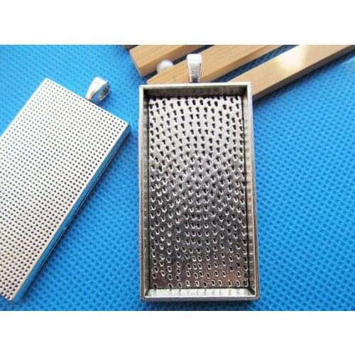 20pcs 4 Colors Rectangle Base Setting Tray Bezel Pendant Charm/Finding,fit 24mmx48mm Cabochon/Cameo,DIY