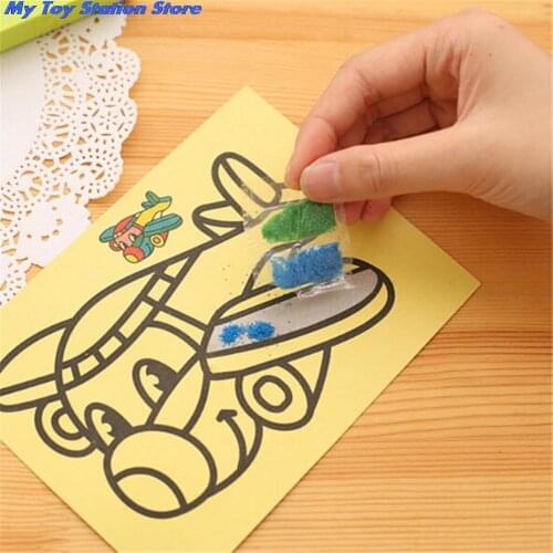 5/10Pcs Sand Painting Handmade Colored Cartoon Drawing Toys Sand Art Kids Coloring Crafts DIY Learning Sand Art Painting Cards