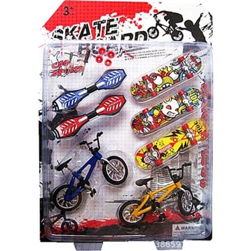 7PCS/Set Mini Fingerboard Finger Skateboard and Bike Toys for Children kids Skate Boards Scooter FSB fun Novelty Bicycle Gift