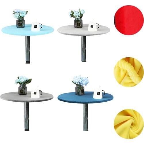 Velvet Elastic Fitted Stretch Tablecloth Round Edged Table Cover 60/70/80/90/100/120/150cm Reusable Cocktail Table Cloth