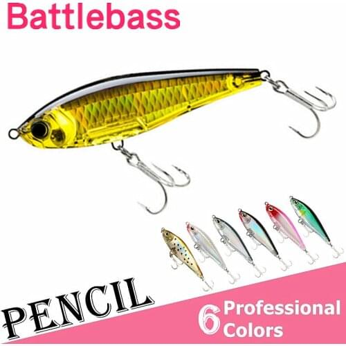 BATTLEBASS 1pc 70mm 7.8g Pencil Crankbait Hard Bait 3D High Simulation Eyes with High Quality Sharpened Hooks Fishing Lure