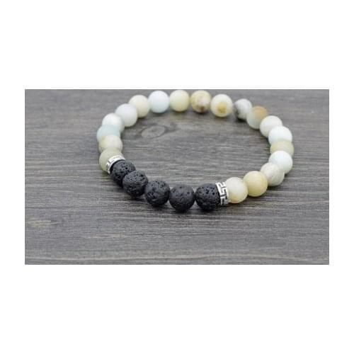 8mm jgj4 Reiki Chakra black stone volcanic lava Bracelet elastic white Howlite Buddha Yoga Charm stone bead Bangles
