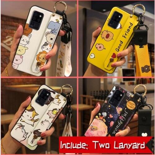 Phone Holder Lanyard Phone Case For Oukitel C21/C21 Pro Cartoon Kickstand Dirt-resistant New Cover