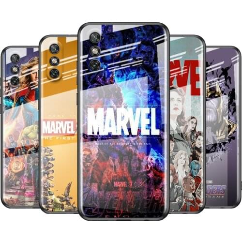 Tempered Glass Cover Marvel Avengers Assemble For Huawei Y6 Y7 Y9 Y5P Y6P Y8S Y8P Y9A P Smart Z 2019 2020 2021 Phone Case