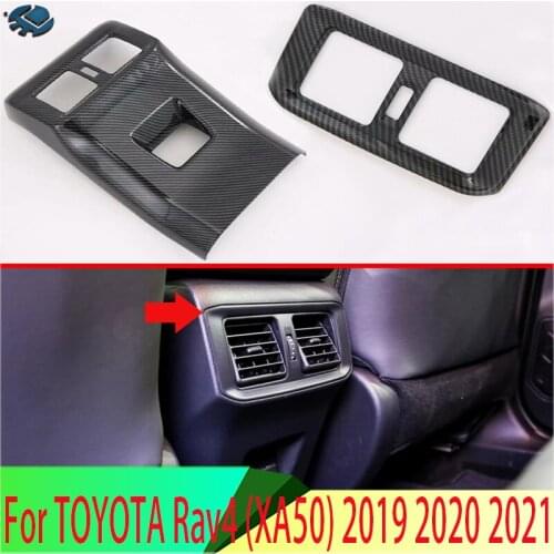 For TOYOTA Rav4 (XA50) 2019 2020 Carbon Fiber Style Armrest Box Rear Air Vent Frame Trim Cover
