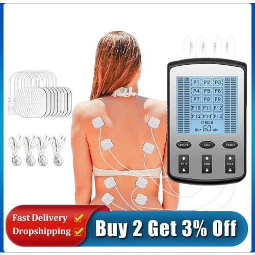 TENS EMS Unit Electric Muscle Stimulator Body Pulse Massager For Pain Relief Physiotherapy 4 Channel Electrostimulator Machine