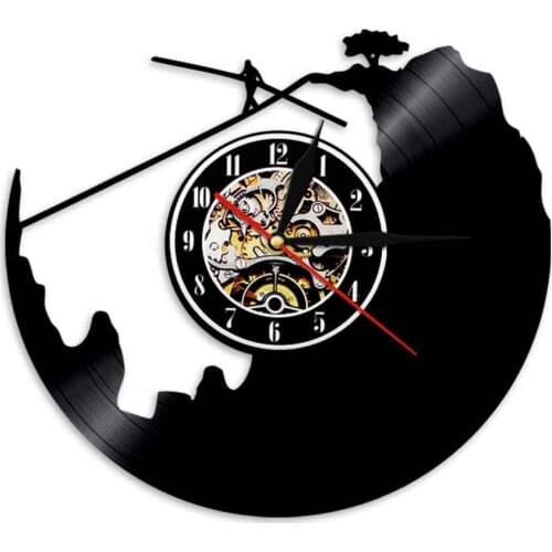 Tightrope Vinyl Record Wall Clock Extreme Sport Theme LED Black Light Timepiece 3D Home Decorative Mute Clocks Wall Art Watch