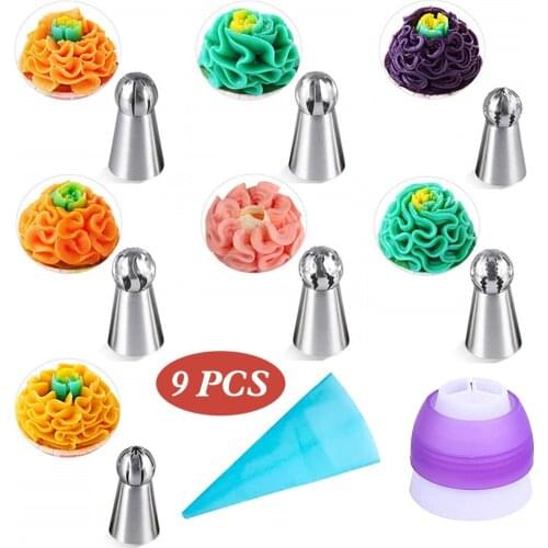 Russian Icing Piping Nozzles Stainless Steel Flower Cream Pastry Tips Nozzles Bag Cupcake Cake Decorating Tools