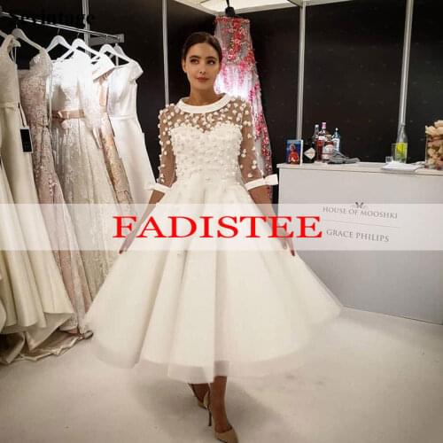 Short Wedding Bride Dresses Vestido De Festa Robe De Soiree Dress for Wedding Party Bride To Be Flowers 2021 Spring
