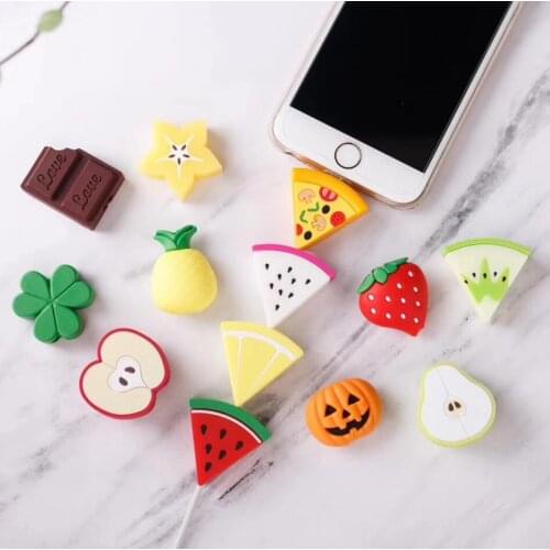 Cute Cartoon Fruit Lemon Cable Protector Data Line Cord Protective Case Cable Winder Cover For Apple iPhone USB Charging Cable