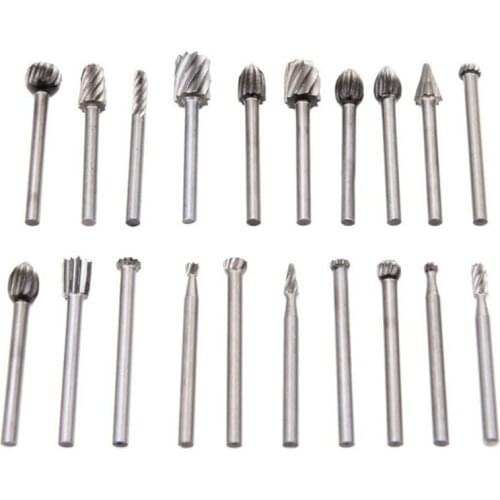20pcs/lot HSS Routing Rotary File Cutter Burrs Set Corn Milling Cutter Router Woodworking Tool Engraving Bits Kit Carving Tools
