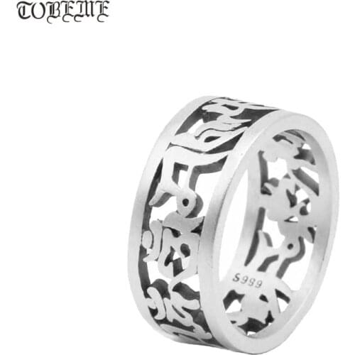 NEW! 990 Silver Tibetan OM Ring Vintage Silver Buddhist OM Mani Padme Hum Ring Pure Silver Ring Jewelry Gift