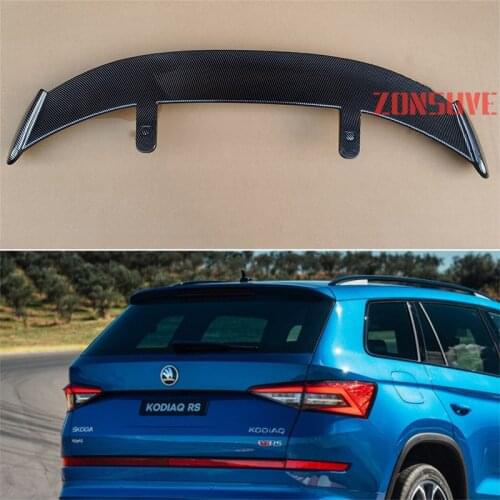 Use For 2017-2020 Skoda Kodiaq ABS Plastic Carbon Fiber Look Hatchback SUV Roof Rear Wing Body Kit Accessories