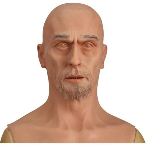 Realistic Silicone Mask Headgear Handmade Full Head Hood Cosplay Props Stage Performance for Crossdresser Queen Masquerade